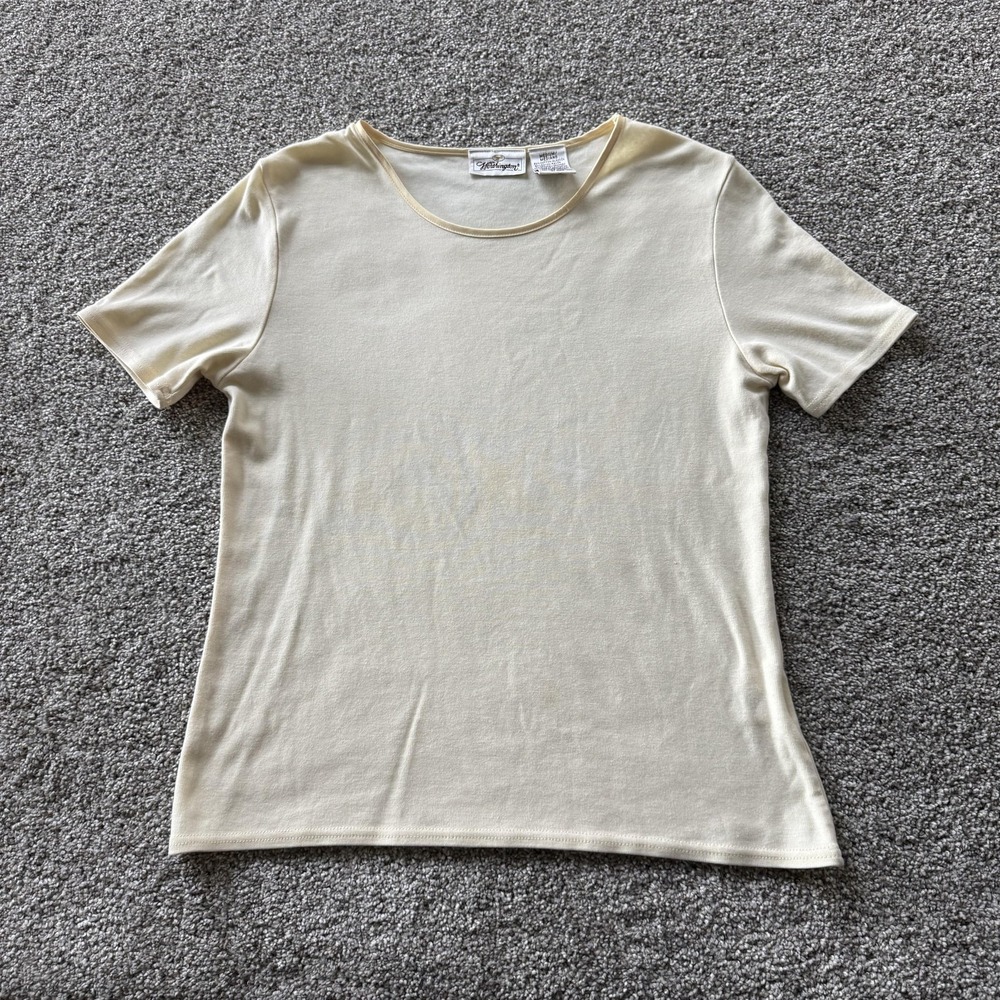 Worthington Shirt Womens M White Basic Crew Neck Stretch Short Sleeve Tee Top